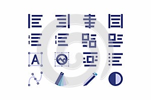 A set of simple linear icons for the content editor. Modern simple symbols