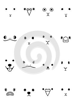 Set of simple pet animals face line art