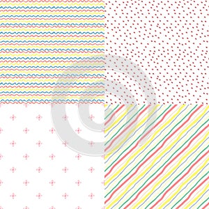 Set of 4 simple seamless patterns.