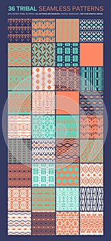 Set of 36 simple seamless vector ornament