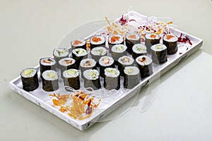 Set of simple sushi maki. Isolated on a white background