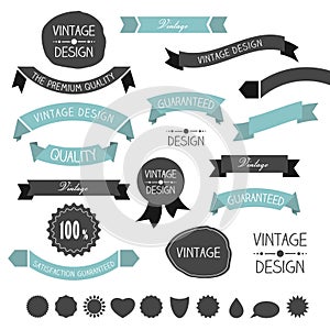 Set of simply flat vintage ribbons.