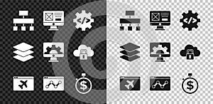 Set Site map, UI or UX design, Front end development, Website template, statistic, Time money, Layers and icon. Vector