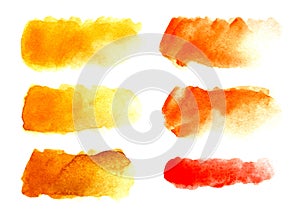 Set of six Abstract headline background. A shapeless oblong spot of yellow, red, orange color.