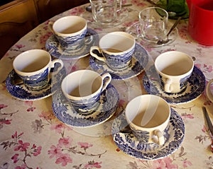 Set of six ceramic coffee cups