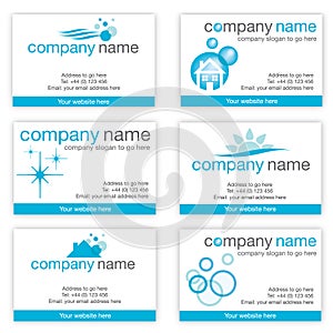 Set of six cleaning business cards
