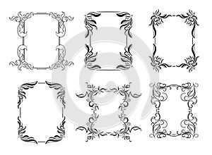 Set of six decorative floral vector frames for your design