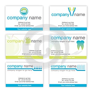 Set of six dental business cards