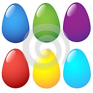 A set of six easter eggs. Isolated. Vector.