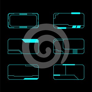 Vector illustration with various lines, circles, stripes. Blue futuristic scoreboard.