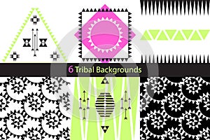 Set of six ethnic tribal vector backgrounds