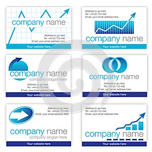 Set of six financial business cards