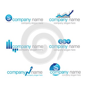 Set of six financial logos (vector)