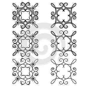 Set of six floral design elements