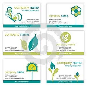 Set of six gardening and nature business cards