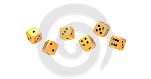 Set of six golden dice