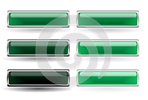Set of six green buttons