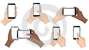 A set of hands holding a smartphone with blank screen (ai generated)