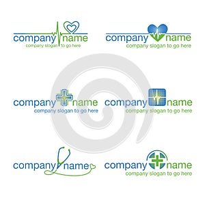 Set of six healthcare logos (vector)