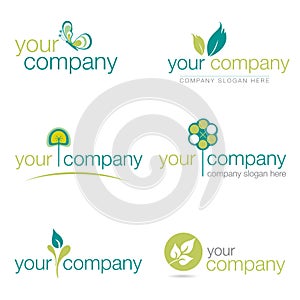 Set of six nature and gardening logos (vector)