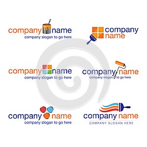 Set of six painter and decorator logos (vector)