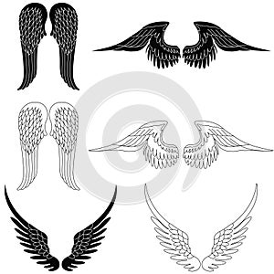 Set of six pairs of angel wings