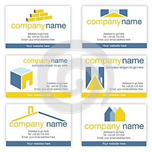 Set of six real estate or builders business cards