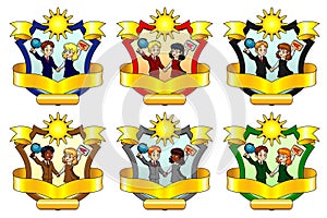 Set from six School emblem of a class