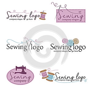 Set of six sewing logos (vector)