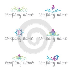 Set of six spa and wellness logos (vector)