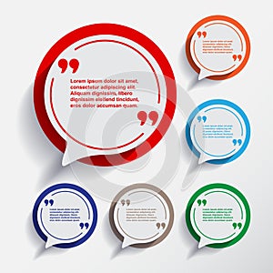 Set of six speech information bubbles for design.