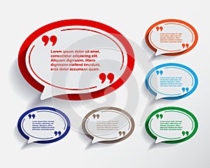 Set of six speech information bubbles for design.