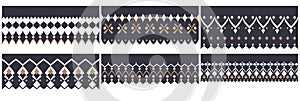 Set of six style decorative seamless border patterns in soft, elegance colors.