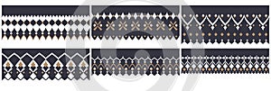 Set of six style decorative seamless border patterns in soft, elegance colors. photo