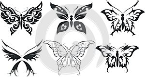 Set of six stylize butterfly