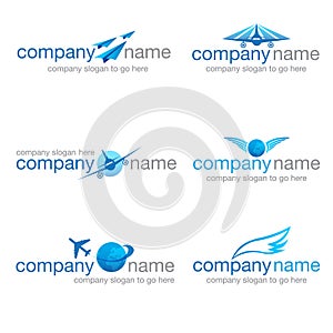 Set of six transport and travel logos (vector)