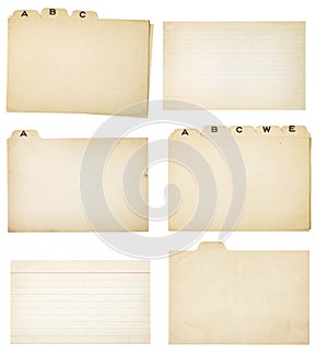 Set of Six Vintage Tabbed Index Cards