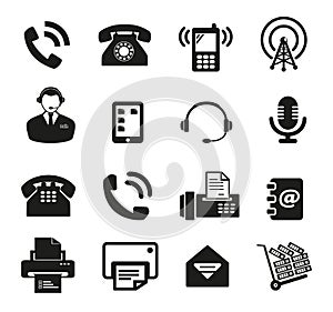 Set of sixteen communication icon