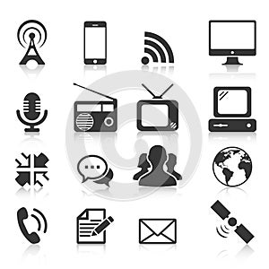 Set of sixteen communication icon