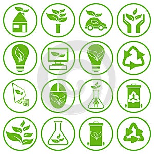 Set of sixteen ecology icons