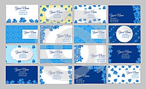 Set of sixteen floral business cards