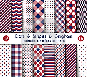 Set of Sixteen Patriotic Seamless Patterns