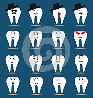 Set of sixteen tooth icons