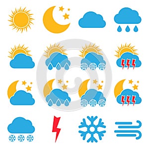 Set of sixteen Weather Icons