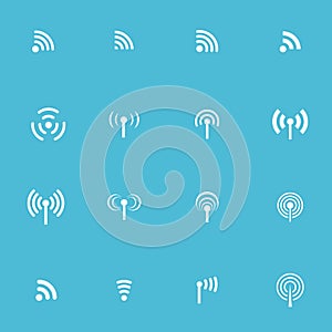 Set of sixteen wireless icons