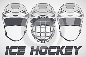 Set of sketch Hockey Helmets