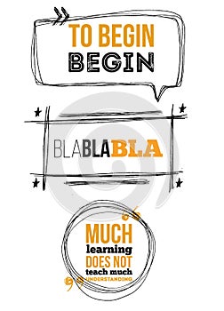 Set of sketch note bubbles for citates on white background with quotes. Templates quote with text for statements or