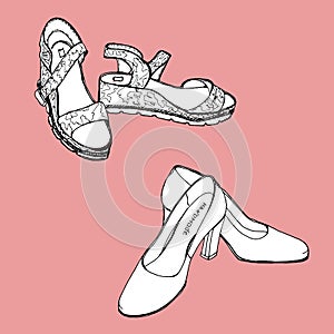 Set sketch of of shoes