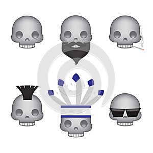 Set of skull emoticon