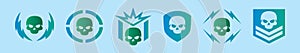 Set of skull military cartoon icon design template with various models. vector illustration isolated on blue background